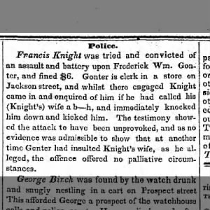 The Brooklyn Daily Eagle
Sat, Sep 02, 1843 ·Page 2  Knight attacks Frederick Wm Gonter 