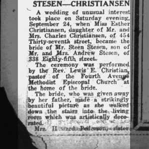 Marriage of Christiansen / Stesen