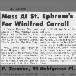 Obituary for Winifred Scully Carroll
