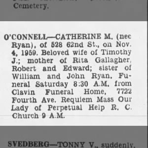 Obituary for CATHERINE M. O'CONNELL