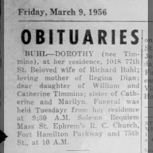Dorothy Timmins Buhl obituary